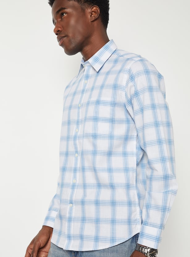 Men Checked Slim Fit Shirt