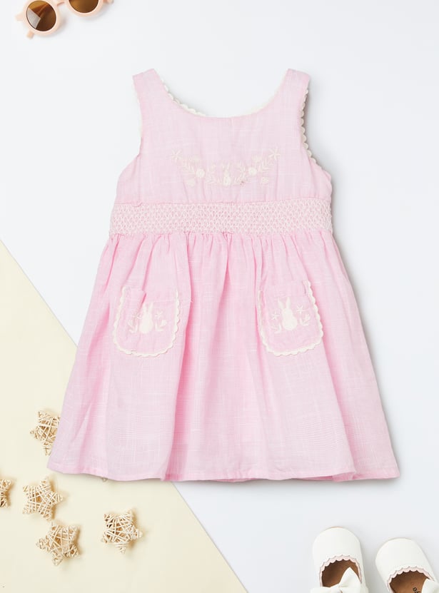 Girls Embroidered Sleeveless Dress