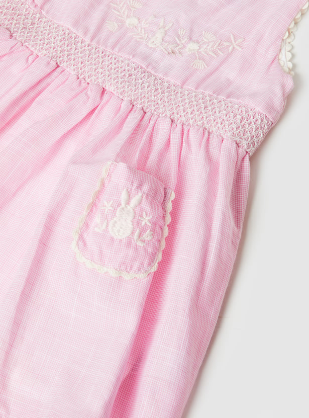 Girls Embroidered Sleeveless Dress