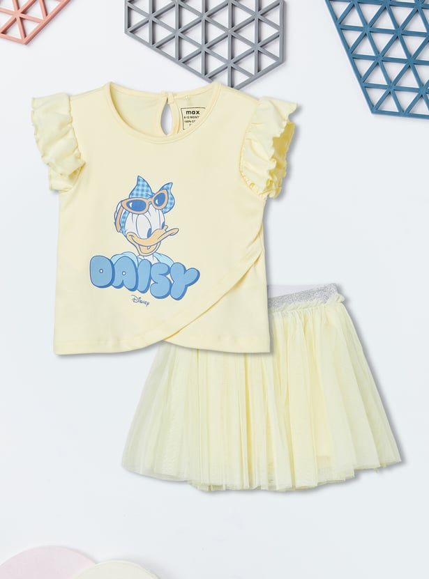 Girls Daisy Duck Print Shorts Set