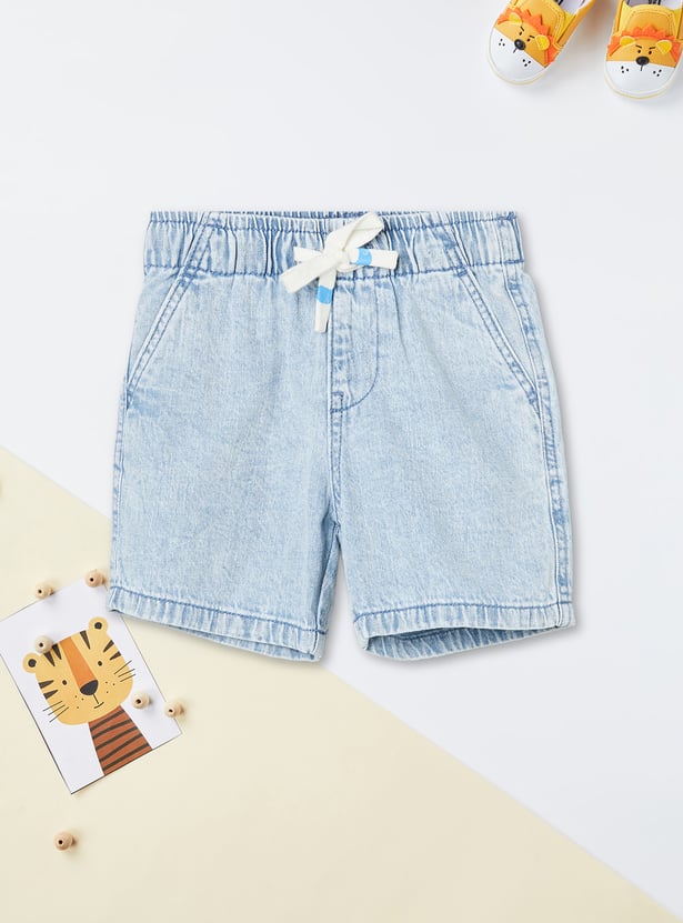 Boys Solid Denim Shorts