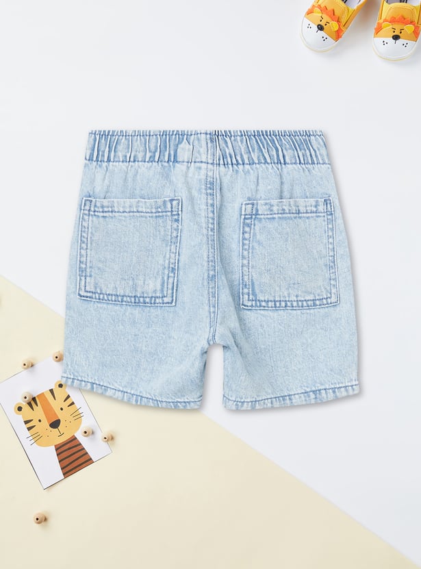 Boys Solid Denim Shorts