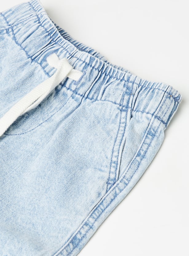 Boys Solid Denim Shorts