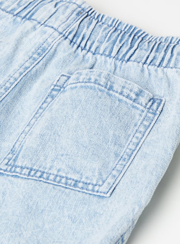 Boys Solid Denim Shorts