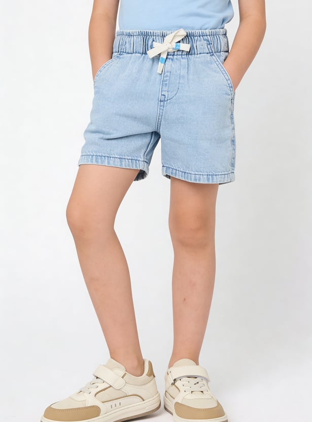 Boys Solid Denim Shorts