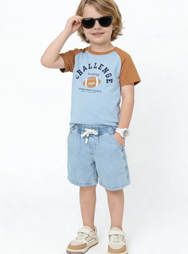 Boys Solid Denim Shorts
