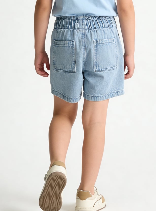 Boys Solid Denim Shorts