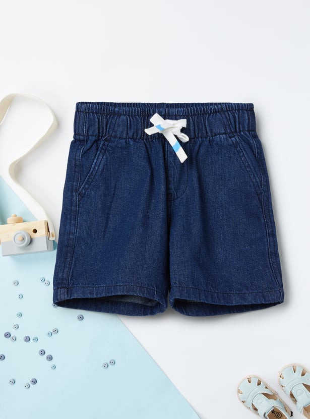 Boys Solid Denim Shorts