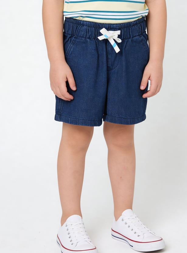 Boys Solid Denim Shorts