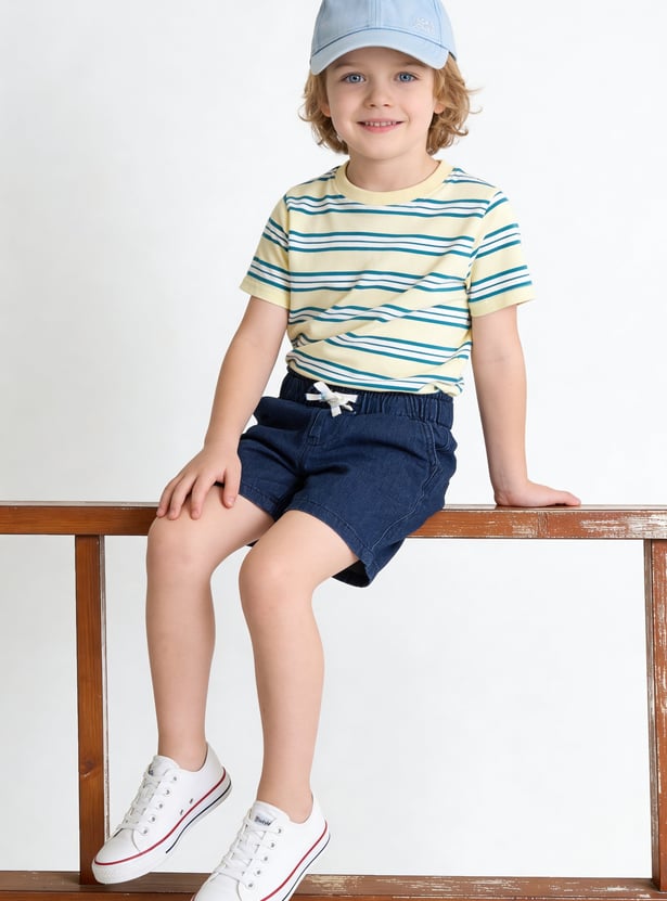 Boys Solid Denim Shorts