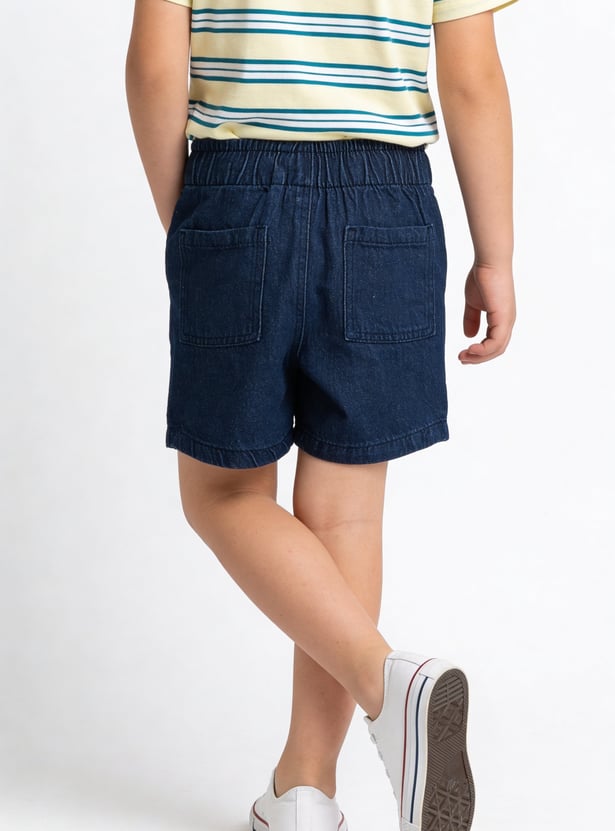 Boys Solid Denim Shorts