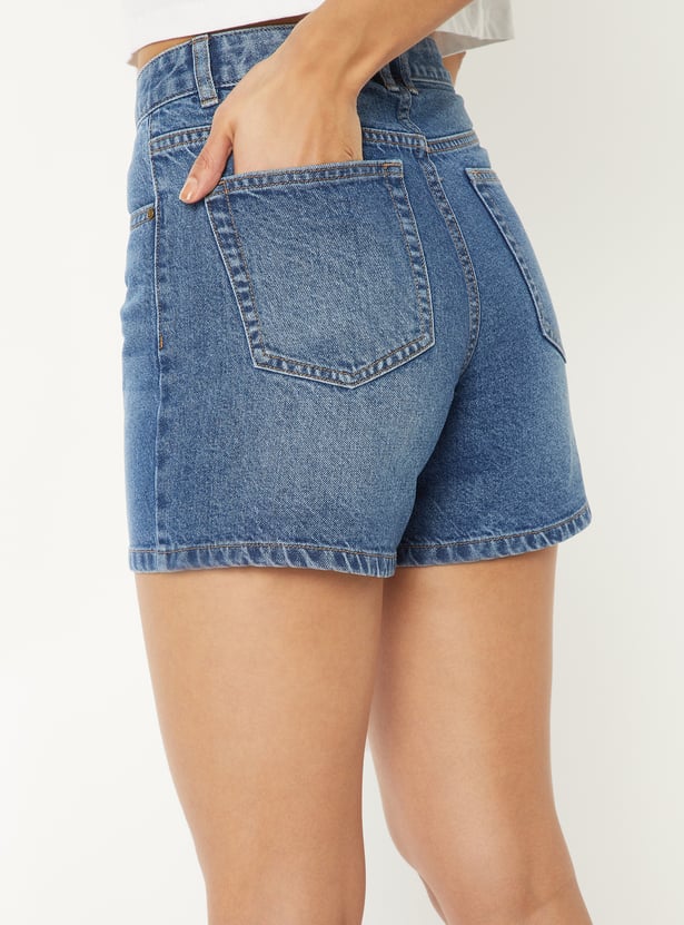 Women Washed Denim Shorts