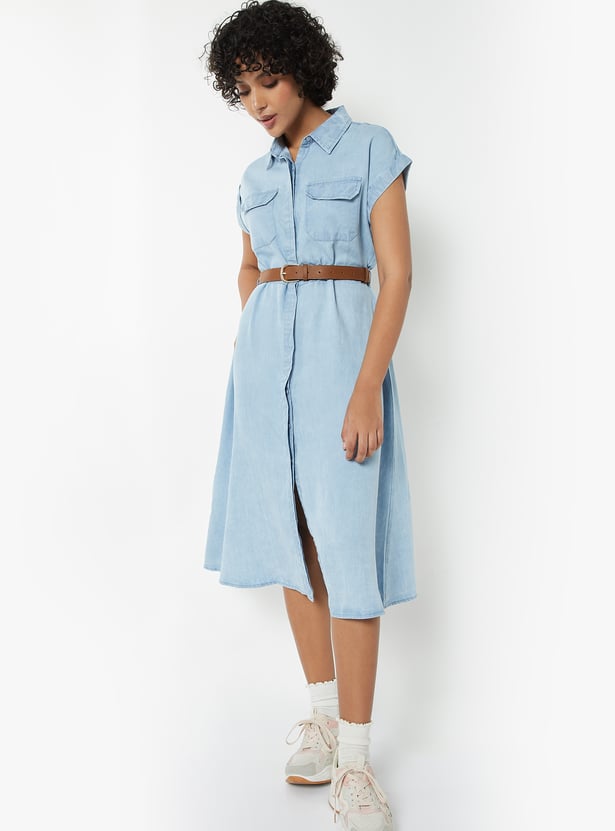 Women Solid Shirt Dress