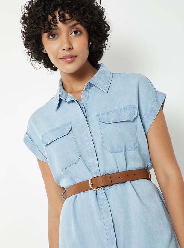 Women Solid Shirt Dress