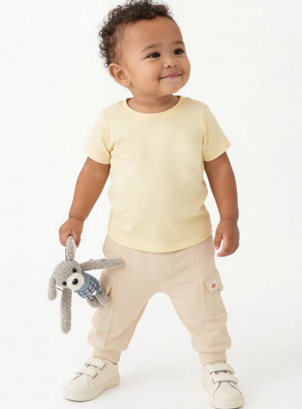 Boys Solid Cargo Joggers - Pack of 2