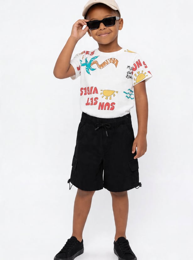 Boys Solid Cargo Shorts