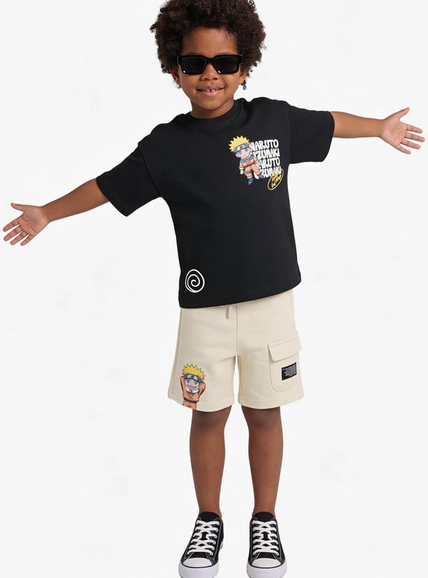 Boys Naruto Cargo Printed Shorts Set