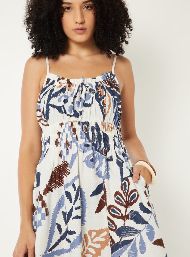 Women Printed A-line Midi Dress