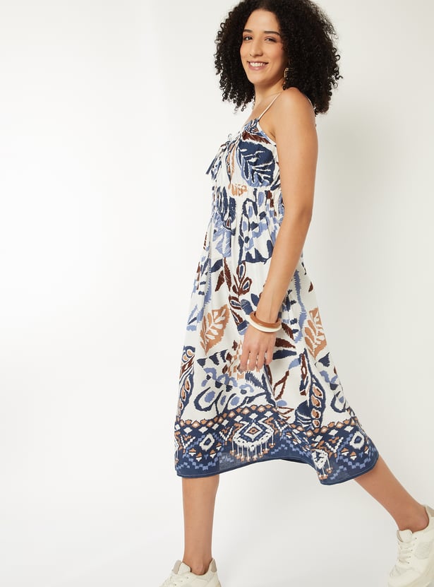 Women Printed A-line Midi Dress