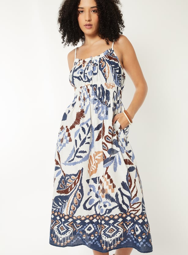 Women Printed A-line Midi Dress