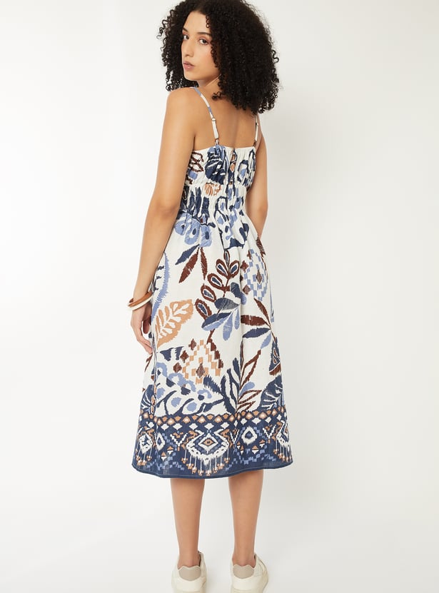Women Printed A-line Midi Dress