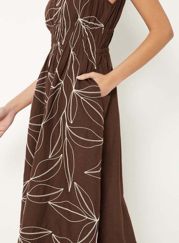 Women Embroidered Midi Dress