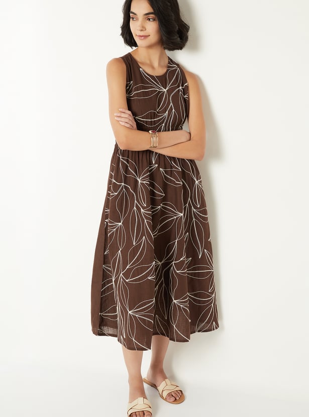 Women Embroidered Midi Dress