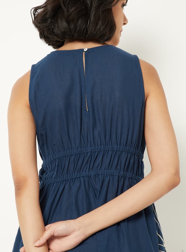 Women Embroidered A-line Midi Dress