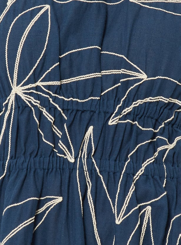 Women Embroidered A-line Midi Dress