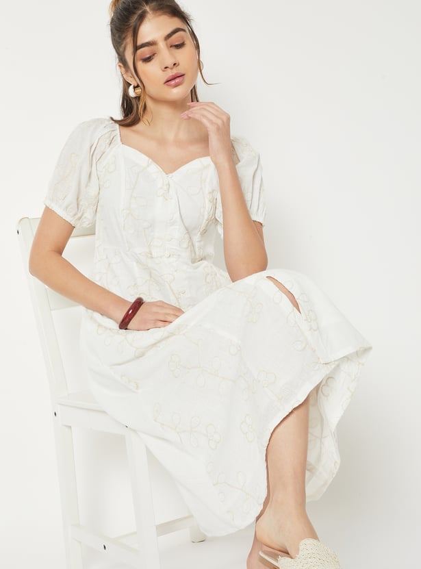 Women Embroidered Midi Dress