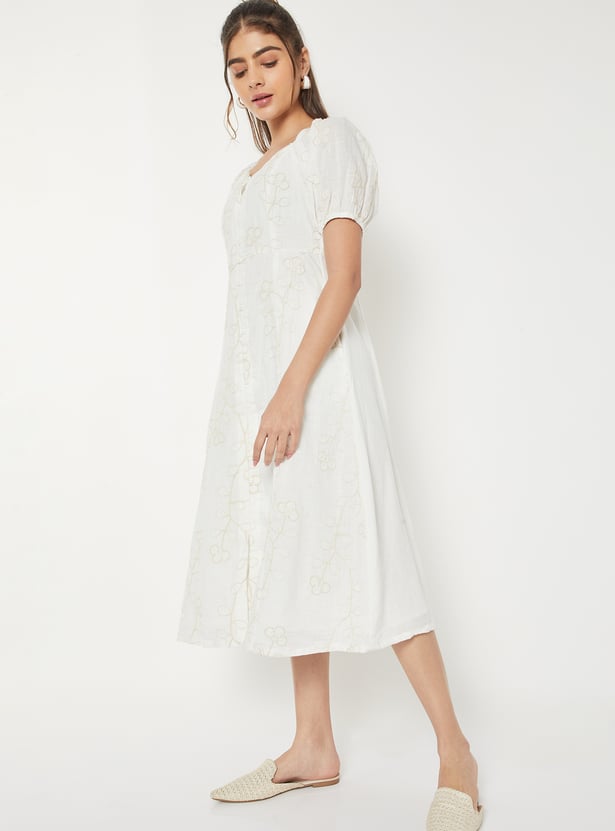 Women Embroidered Midi Dress