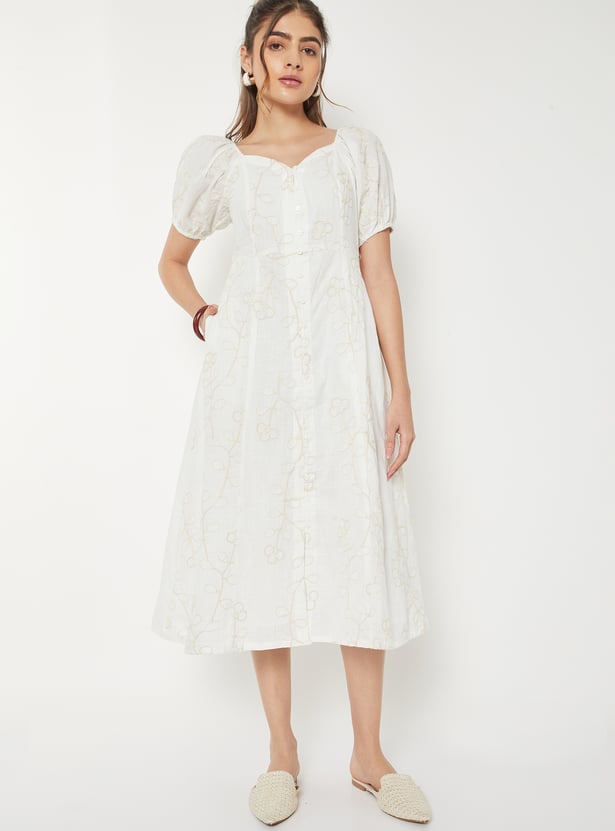 Women Embroidered Midi Dress