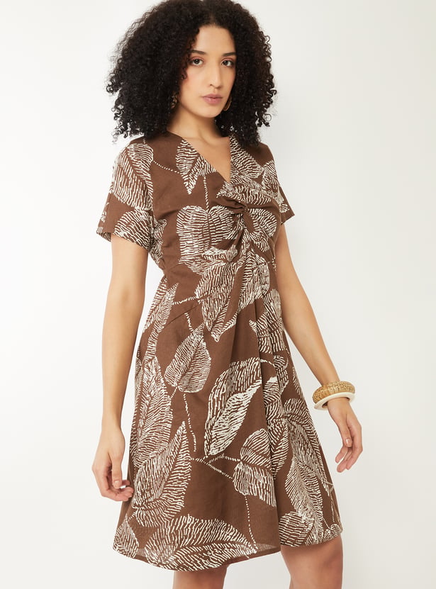 Women Printed Twist Detail Dress
