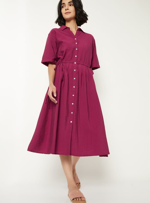 Women Solid Shirt Dress
