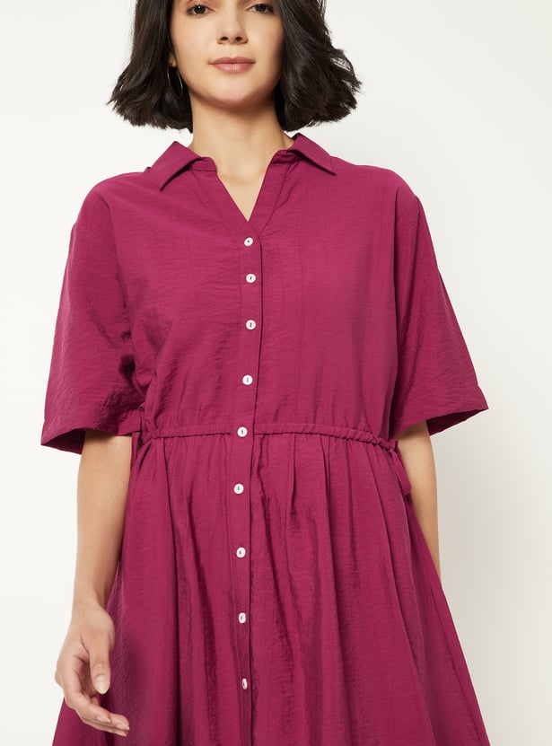 Women Solid Shirt Dress