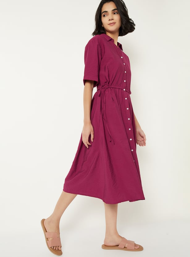 Women Solid Shirt Dress