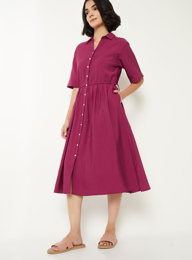 Women Solid Shirt Dress