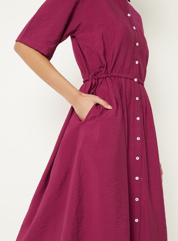 Women Solid Shirt Dress