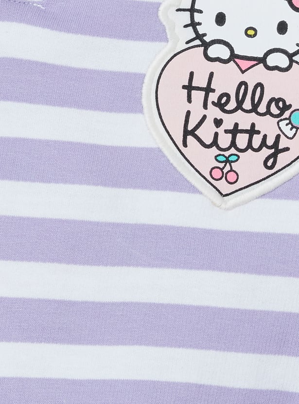 Girls Hello Kitty Striped Johnny Collar T-shirt