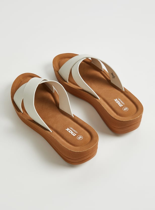 Women Solid Cross Strap Flatforms