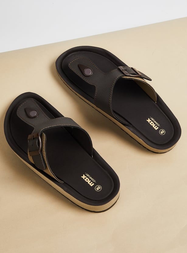 Men Colourblock T-strap Sandals