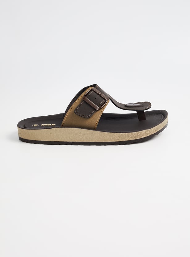 Men Colourblock T-strap Sandals