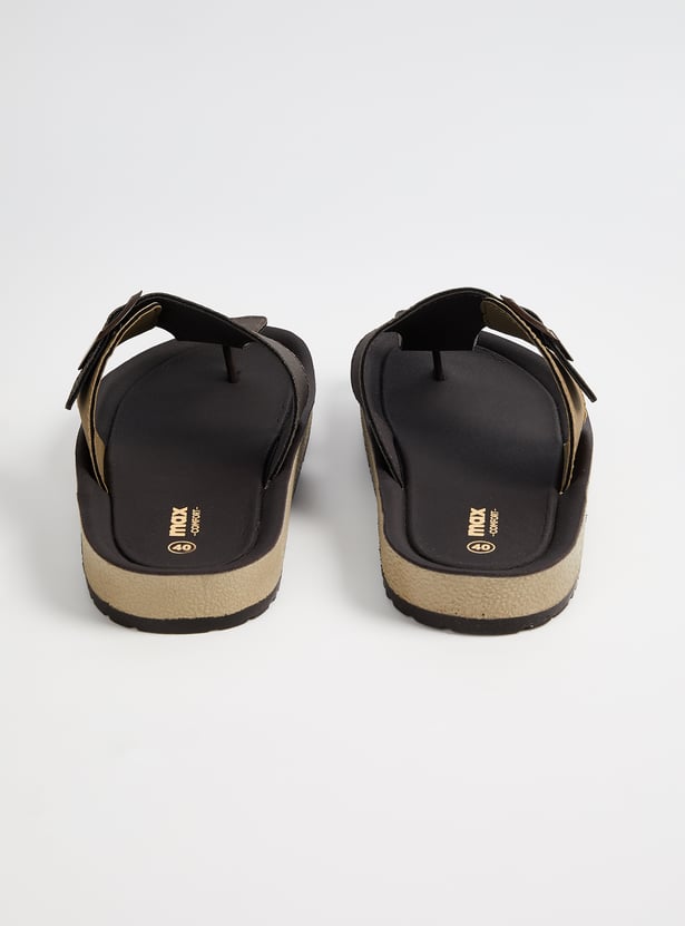 Men Colourblock T-strap Sandals
