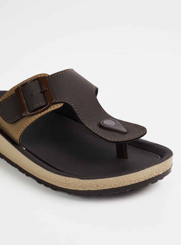 Men Colourblock T-strap Sandals