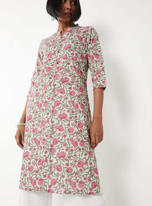 Women Floral Print Straight Kurta