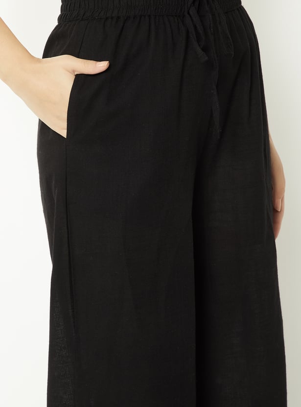 Women Embroidered Hem Palazzos