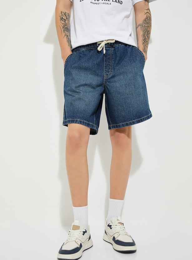 URB_N Men Washed Denim Shorts