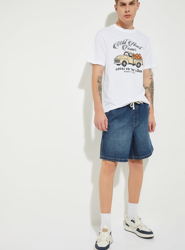 URB_N Men Washed Denim Shorts