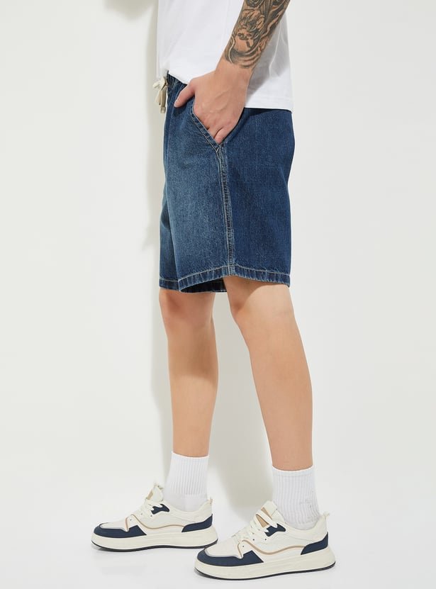 URB_N Men Washed Denim Shorts