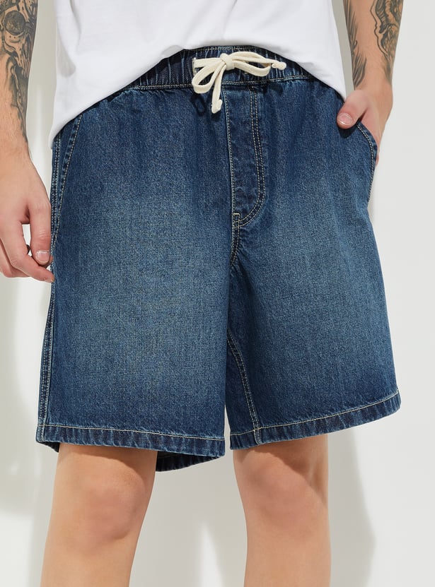 URB_N Men Washed Denim Shorts